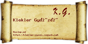 Klekler Győző névjegykártya